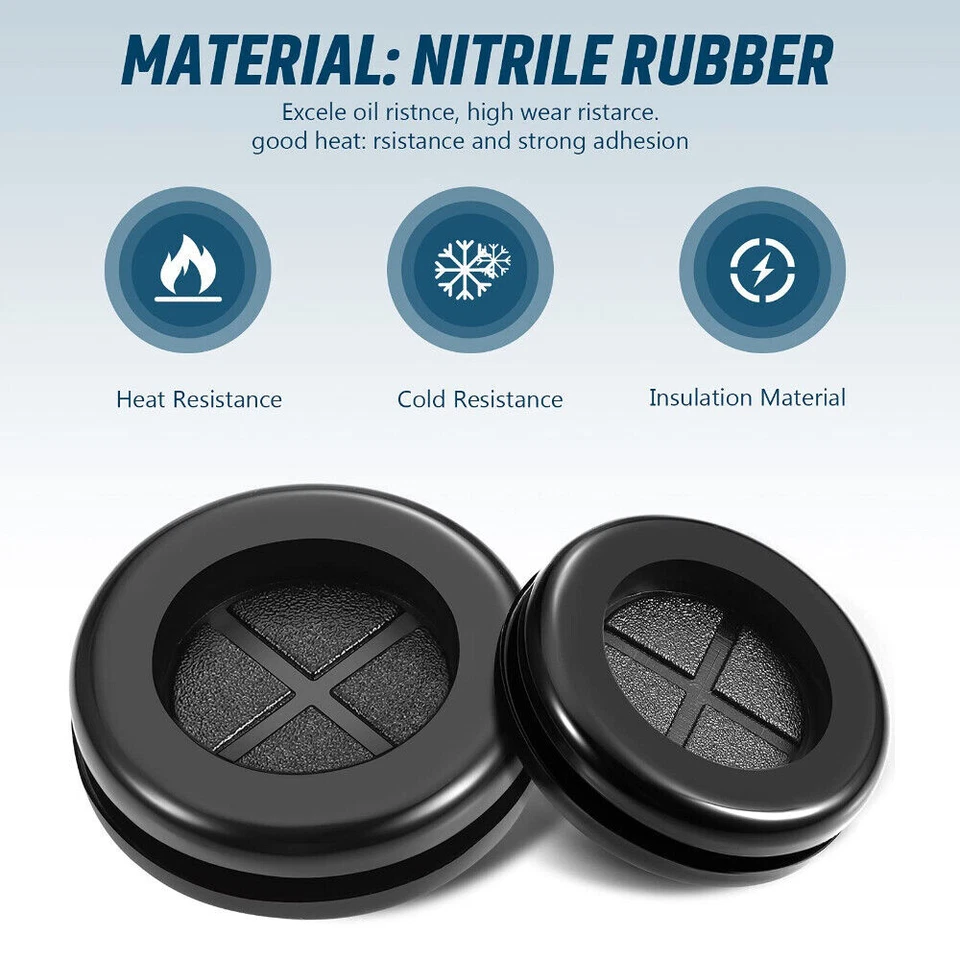 CIRCLE- 52X Rubber Grommet Firewall Hole Plug Electrical Wiring Gasket Assortment Kit