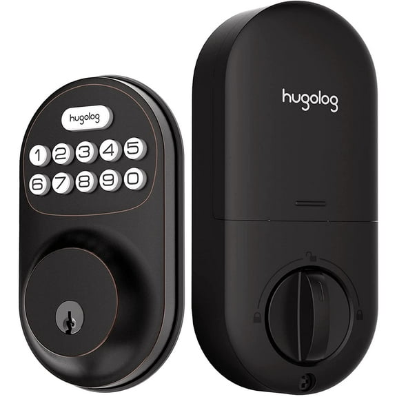 Hugolog Door Lock, Keyless Entry Door Lock, Electronic Deadbolt with Keypad, Motorized Auto-Locking, 20 Customizable User Codes, Easy to Install, High Security Lock for Home, Office, Hotel, Garage