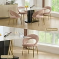 thumbnail image 3 of Set of 1 Velvet Dining Chairs with Curved Backrest and Golden Metal Legs for Kitchen or Dining Room (Pink), 3 of 11