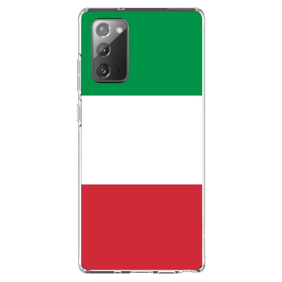 DistinctInk Clear Shockproof Hybrid Case for Galaxy Note 20 ULTRA (6.9" Screen) - TPU Bumper, Acrylic Back, Tempered Glass Screen Protector - Italy Flag Red White Green - Italy