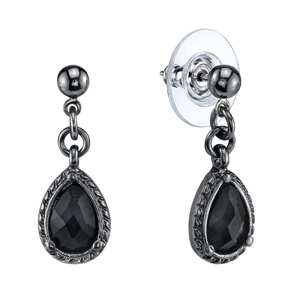 1928 Jewelry Black Victorian Inspired Petite Teardrop Earrings