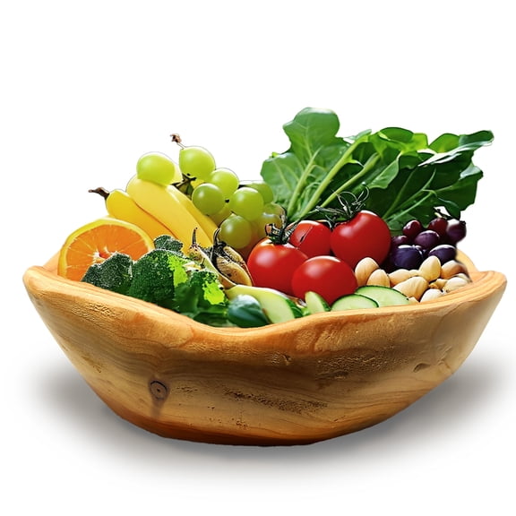 Organizedlife Wood Fruit Bowl, Decorative Salad Bowl, Handmade Natural Wooden Bowl, 1 Piece