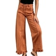 thumbnail image 5 of WGRFFH Barrel Jeans Women,High Waisted Baggy Jeans,2026 Wide Leg Jeans,Ankle Denim Pants with Vertical Seams,Y2k Patchwork Baggy Boyfriend Denim Pants,Ruffled Hem Fall Long Trousers Brown, 5 of 8