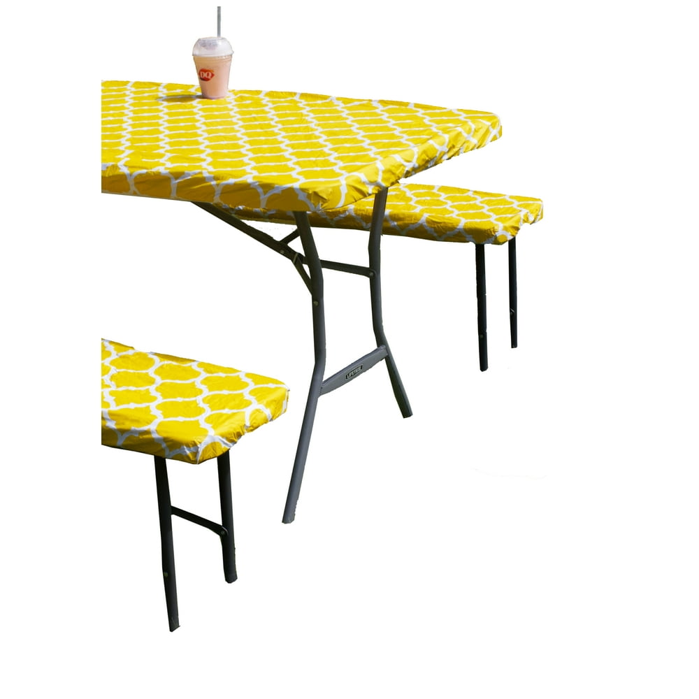 Rally Home Goods Vinyl Tablecloth Rectangular Fitted for Folding Table