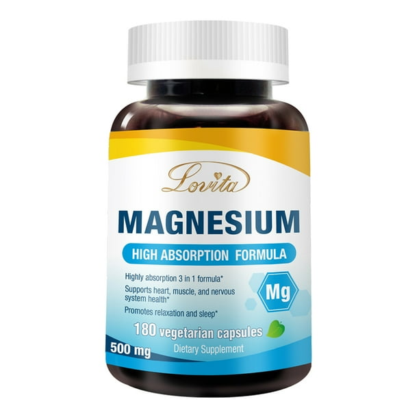 Lovita Magnesium 500mg, 3 in 1 Magnesium Complex, Chelated Magnesium