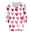 thumbnail image 4 of fartey Women 3/4 Sleeves Pink Blouses Plus Size Valentine Day T Shirt Cute Love Heart Graphic Print Tops Funny Romantic V Neck Fashion Tee Shirts, S-5XL, 4 of 5