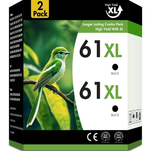 61 61XL Ink Cartridges Compatible for Printer Ink HP 61 Black, 2Pack Black ink cartridge 61xl