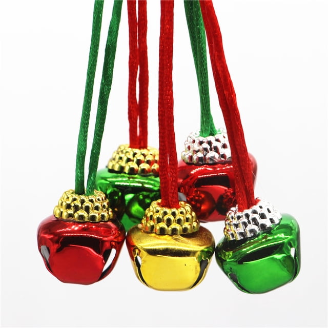 Collar con campana de Navidad, pulsera, colgante de decoración navideña para el hogar, collar con campana de cruz para niños, 50 piezas