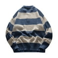 thumbnail image 3 of YueHuiYing Mens Sweater Long Sleeved Loose-Fit Rugby Stripe Knit Sweaters Vintage 2025 Classic Button, 3 of 4