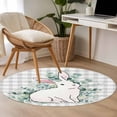 thumbnail image 4 of Round Rug 3.3Ft Washable Non-Slip, Easter Bunny Circle Area Rugs for Living Room Bedroom, Eucalyptus Leaves Rabbit Farmhouse Grey Plaid Indoor Floor Mats Carpet Runner for Home Decor Aesthetic, 4 of 8
