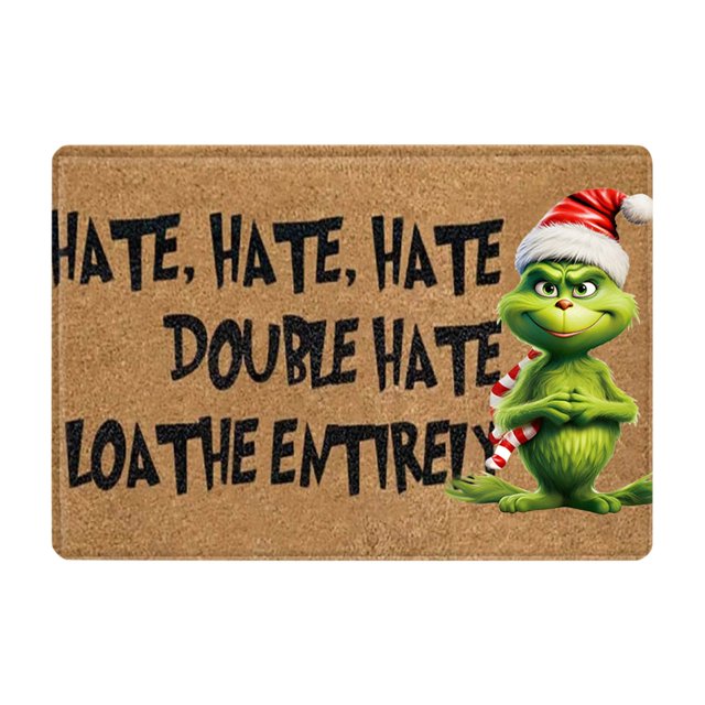 Felpudo de bienvenida de Grinch, alfombra navideña, felpudo decorativo de dibujos animados para el suelo, felpudo para la entrada, felpudo absorbente para interiores, felpudo navideño de Grinch