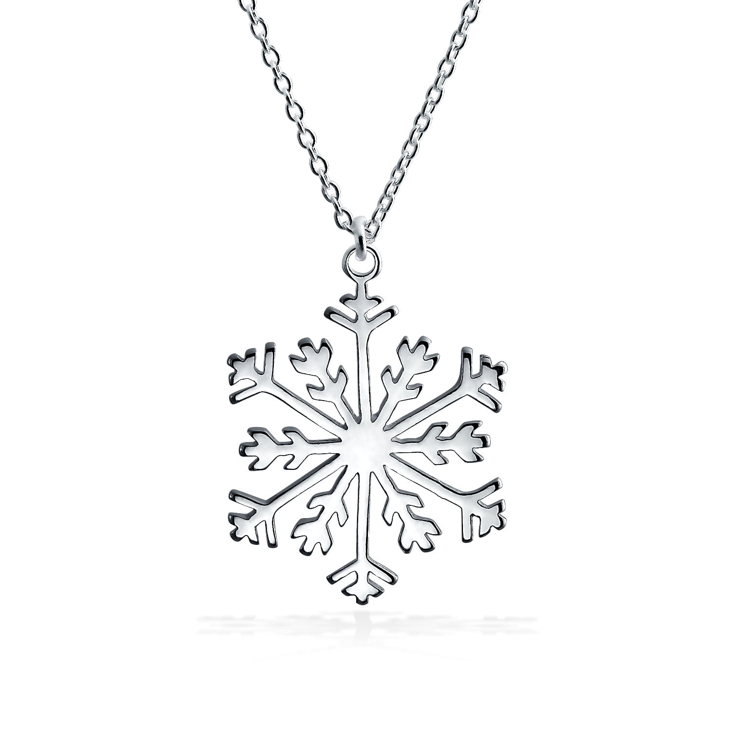 Bling Jewelry Holiday Winter Snowflake Pendant Necklace For Women For