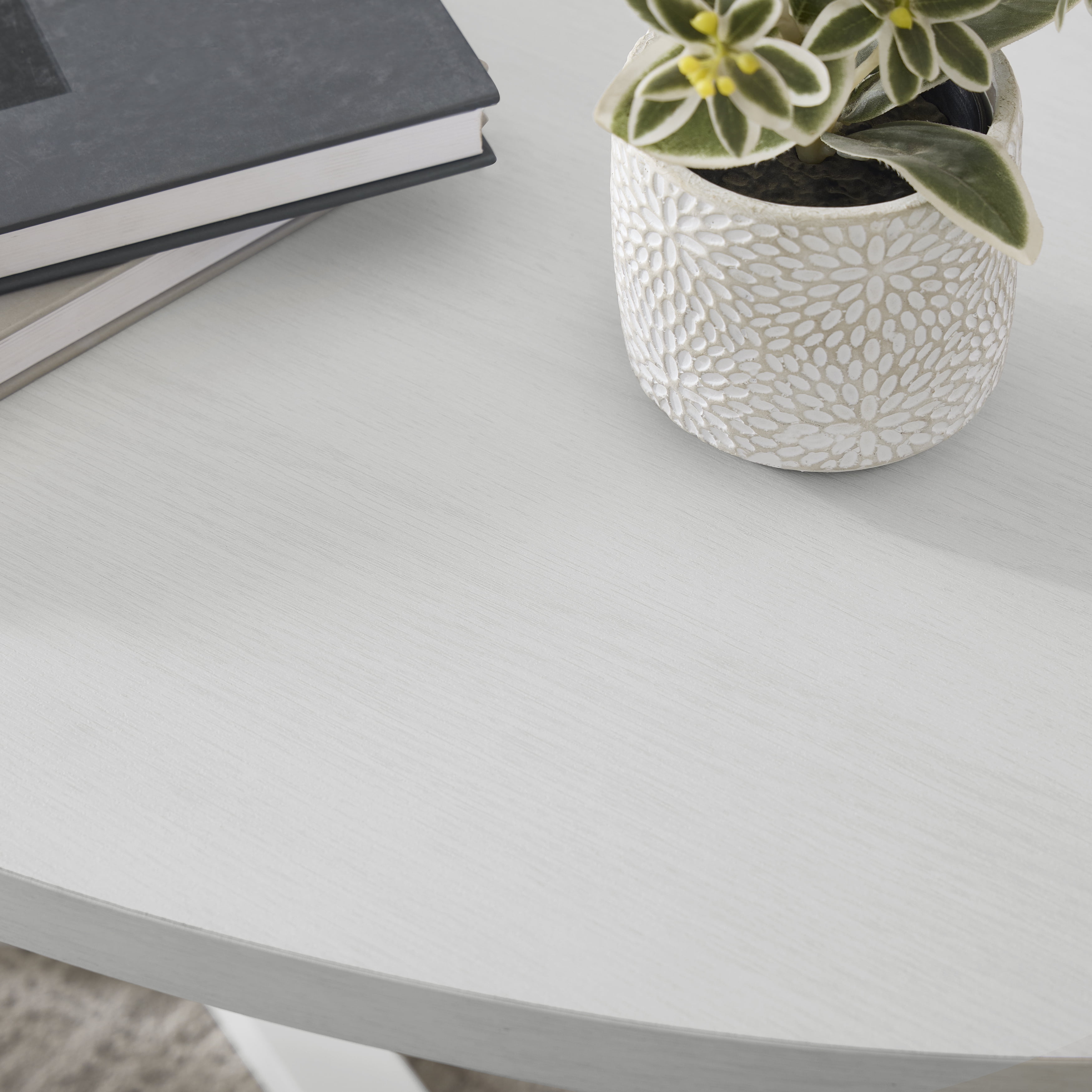 Wood Round End Table, White
