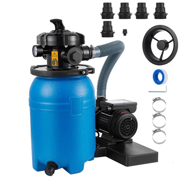 Yonopro 10" Sand Filter Pump for Above Ground Pool, 1/3 HP 2640 GPH High-Flow Pool Pump, Swimming Pool Sand Filter Pump with Pre-Assembled Core & Leak-Proof, 6-Way Multi-Port Valve