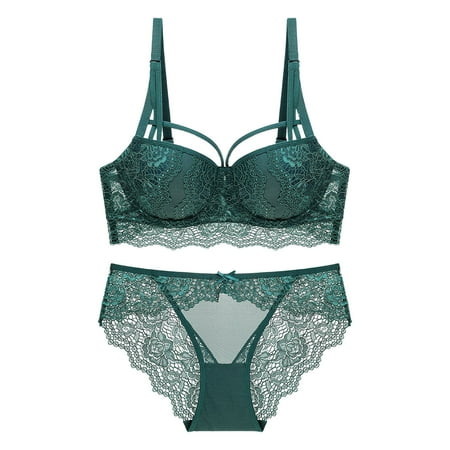 

CAICJ98 Lingerie for Women lace push up bra ladies underwear girls bra bra set Lace Underwear Set (Green 80A)
