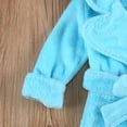 thumbnail image 4 of Baby Boy Girls Flannel Bathrobe Ultra Soft Solid Color Long Sleeve Lapel Design Robe with Belt and Pocket, 4 of 6
