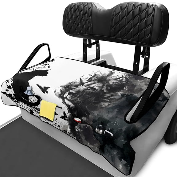 Uourmeti Golf Cart Seat Covers with 4 Front Pockets with Pockets, Compatible with Sports Club Car Golf Cart Golf Seat Covers(Lion)