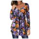 thumbnail image 1 of Camiseta de moda sexy informal para mujer, blusa estampada de manga larga con cuello redondo y fruncido Pompotops FGAJ7040, 1 of 1