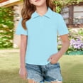 thumbnail image 5 of Girls Short Sleeve Polo Shirts Kids School Uniform Polo Shirt Light Blue 120, 5 of 5