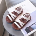 thumbnail image 2 of TOWED22 Girls Sandals Open Toe Breathable Princess Non-Slip Flats Summer Beach Lightweight Rubber Sole Sandals (Toddler/Little Kid) White,10, 2 of 8