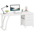 thumbnail image 1 of Fnova 59'' Computer Desk, Home Office Writing Table with 3 Reversible Drawers, Industrial File Storage Desk, Sturdy Metal Frame with Adjustable Feet, for Home Office & Study, 1 of 12