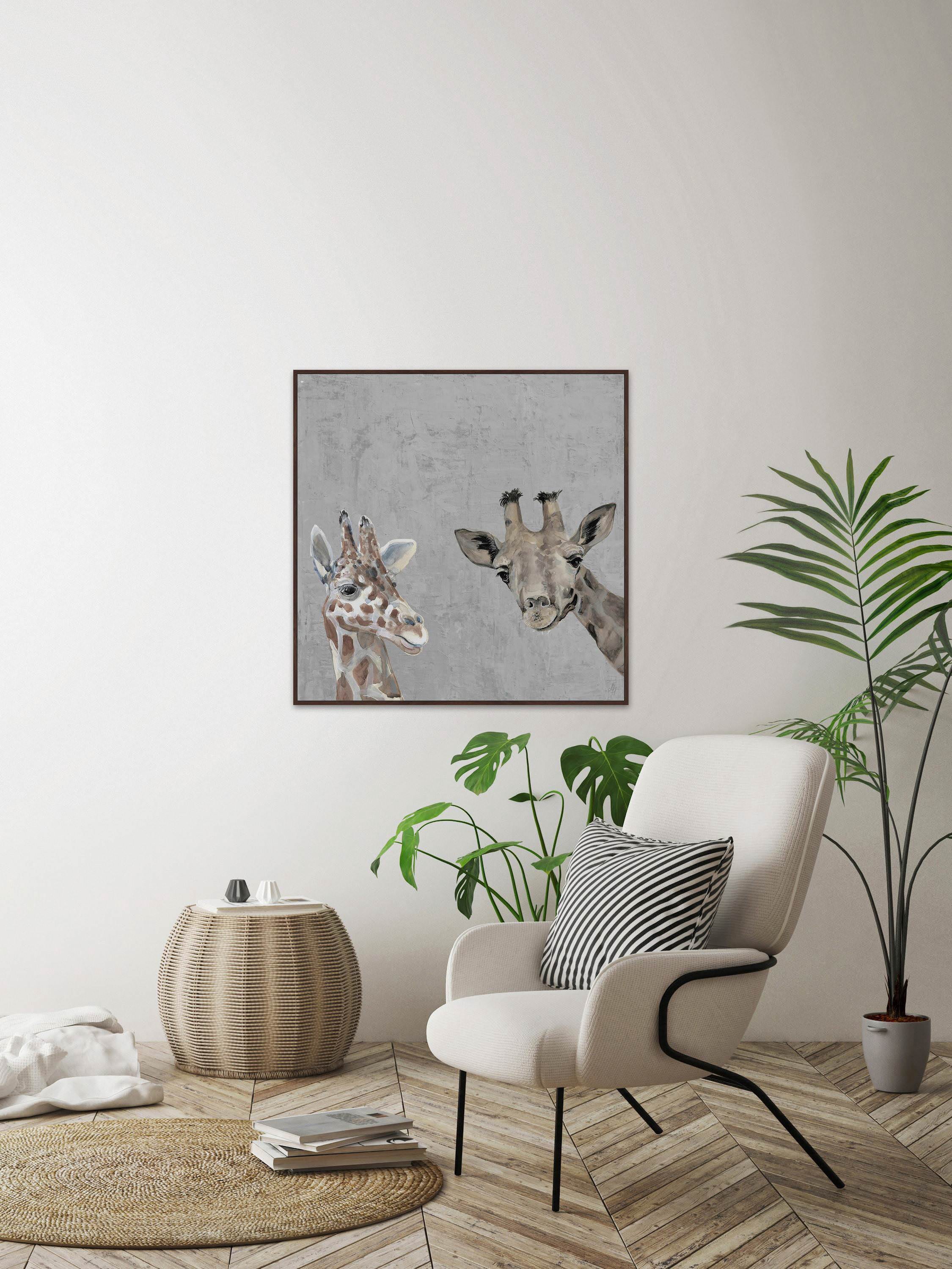 All About Giraffes Floater Framed Painting Print on Canvas