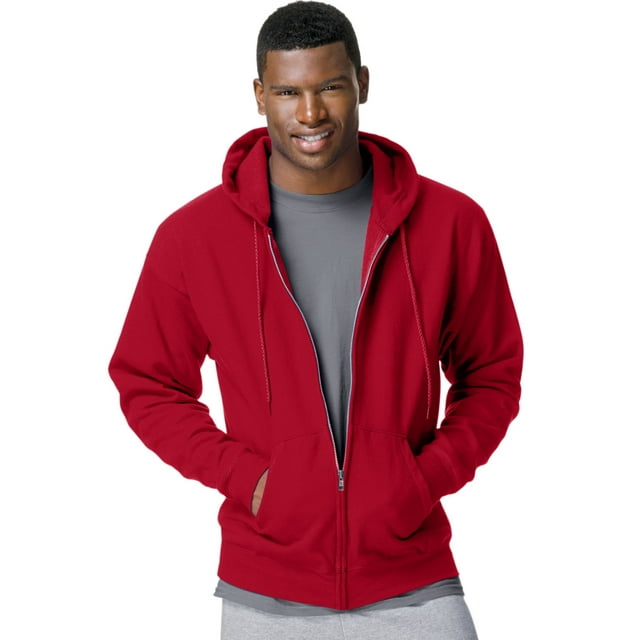 Hanes ComfortBlend EcoSmart Men`s Full Zip Hoodie, M, Deep Red