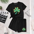 thumbnail image 4 of CYRBOKO Girls Outfits for St.Patrick's Day, Elastic Waist Casual Short Sleeve 2-piece Pullover Tops and Shorts Black Size 4-5 T, 4 of 7