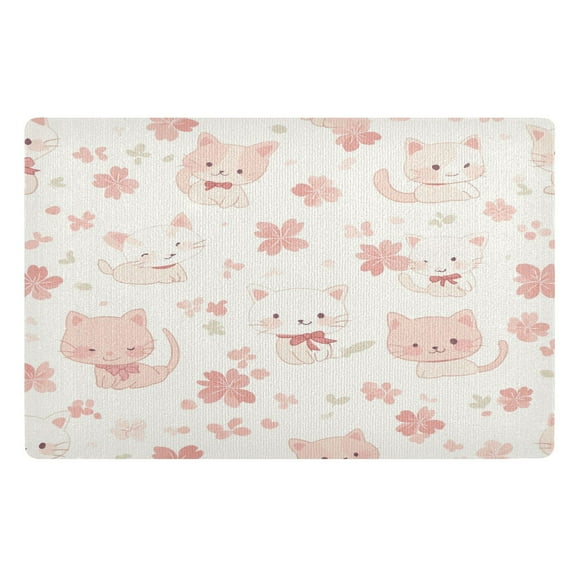BZSMCE Floor Mats 32x20in Cute Cat and Blossom Creativity Doormats