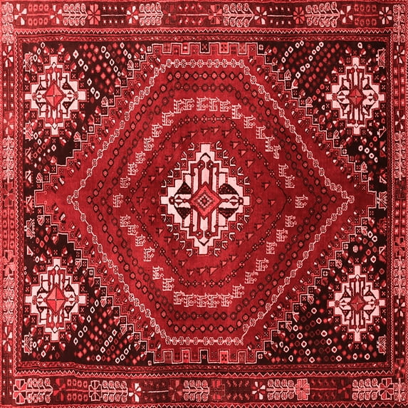 Ahgly Company Indoor Square Persian Red Traditional Area Rugs, 7' Square