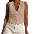 thumbnail image 4 of DondPO Womens Suit Vest Blazers For Women Womens Vest Top Plus Size Blazer Blazers For Women Business Casual Vest Top Summer Vests For Women 2025 Trendy Khaki XS, 4 of 8