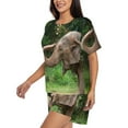 thumbnail image 3 of Womens Pajama Sets With Pocket, Asia Elephant Lounge Sets Short Sleeve Sleepwear PJ Sets for Women, 3 of 6