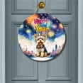 thumbnail image 2 of Happy New Year with Yorkshire Terrier Fireworks Holiday Xmas Winter 2025 Round Wood Sign Yorkie Dog Lover Gifts Hanging Wall Home Decor - 00025, 2 of 5