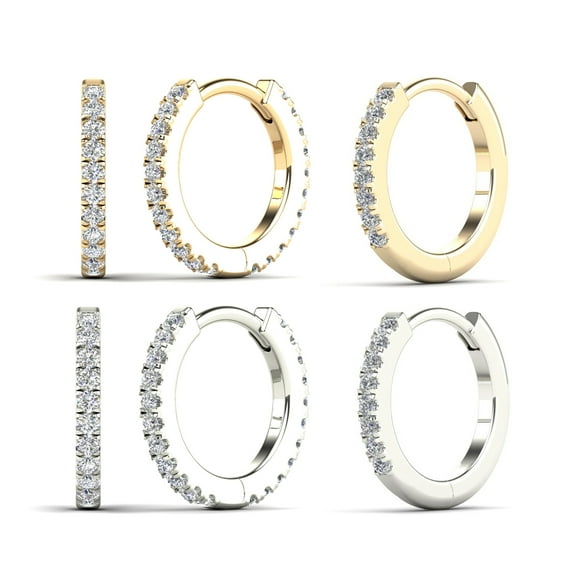 Anygolds 0.08 CTW Full Round Natural Genuine Diamond Hoop Earring 14K Real Solid Gold Gold Cartilage Daith Helix Tragus Conch Rook Snug Hoop Piercing - MAG20001Y Yellow Gold