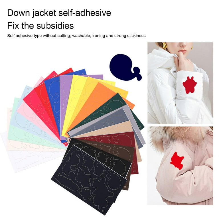 4 Sheets Down Jacket Repair Patch Self-Adhesive Fabric Patches Washable Repairing  Patch Kit for Clothing Bags,Silver Grey 