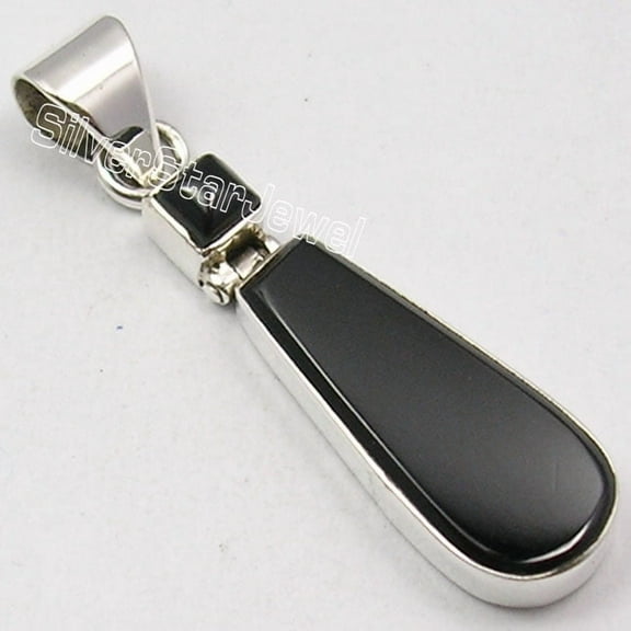 SilverStarJewel 925 Solid Silver Black Onyx Amazing Nice Pendant 1.5"