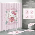 thumbnail image 3 of Rideau de Douche Kawaii Hello Kitty Ensemble Quatre Pièces Kit Anime Sanrio Impression Rideau de Douche Tapis Coussinet en U Imperméable Neuf LS, 3 of 7