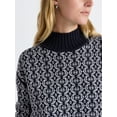 thumbnail image 4 of Free Assembly Women's Patterned Mock Neck Sweater with Tall Cuffs, Midweight, Sizes XS-XXL, 4 of 5