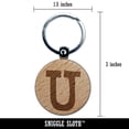 thumbnail image 2 of Letter U Uppercase Cute Typewriter Font Round Keychain Charm Tag - Engraved Wood, 2 of 6