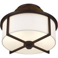thumbnail image 6 of 2 Light Bronze Ceiling Light fixture with Hand Crafted Off-White Fabric Hardback Shade, 6 of 6