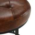 thumbnail image 4 of Duhome Elegant Lifestyle Modern Faux Leather Round Ottoman Stool Vanity Stool Button Tufted Metal Base,Yellowish Brown, 4 of 7