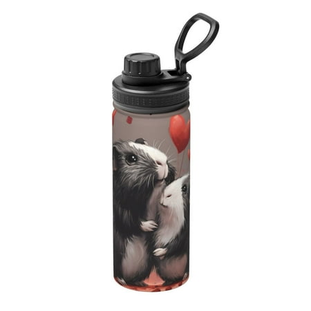 

Tebeau Heart Guinea Pig Couple Print Water Bottle 18oz Sports Insulated Kettle Stainless Steel Outdoor Drinking Bottles Fashion Travel Cup
