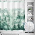 thumbnail image 3 of No Hook Shower Curtain Green Mist Forest Shower Curtain for Bathroom Ombre Tree Bath Curtains Waterproof Fabric with See Through Top Window for Spa Hotel 72x72 Inch, 3 of 9
