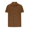 thumbnail image 4 of USNSM Men's Linen Shirts Short Sleeve Button Down Casual Shirt Business Dress Clothing Beach Fashion Summer Tops Brown XXXL, 4 of 6