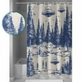 thumbnail image 3 of Small Stall Shower Curtain 36x78 Inch Narrow Half Size Vintage Blue Bath Curtains Bathroom Decor Farmhouse Forest Abstract Art Waterproof Fabric Shower Curtain Set with Hooks 36 Inch, 3 of 6