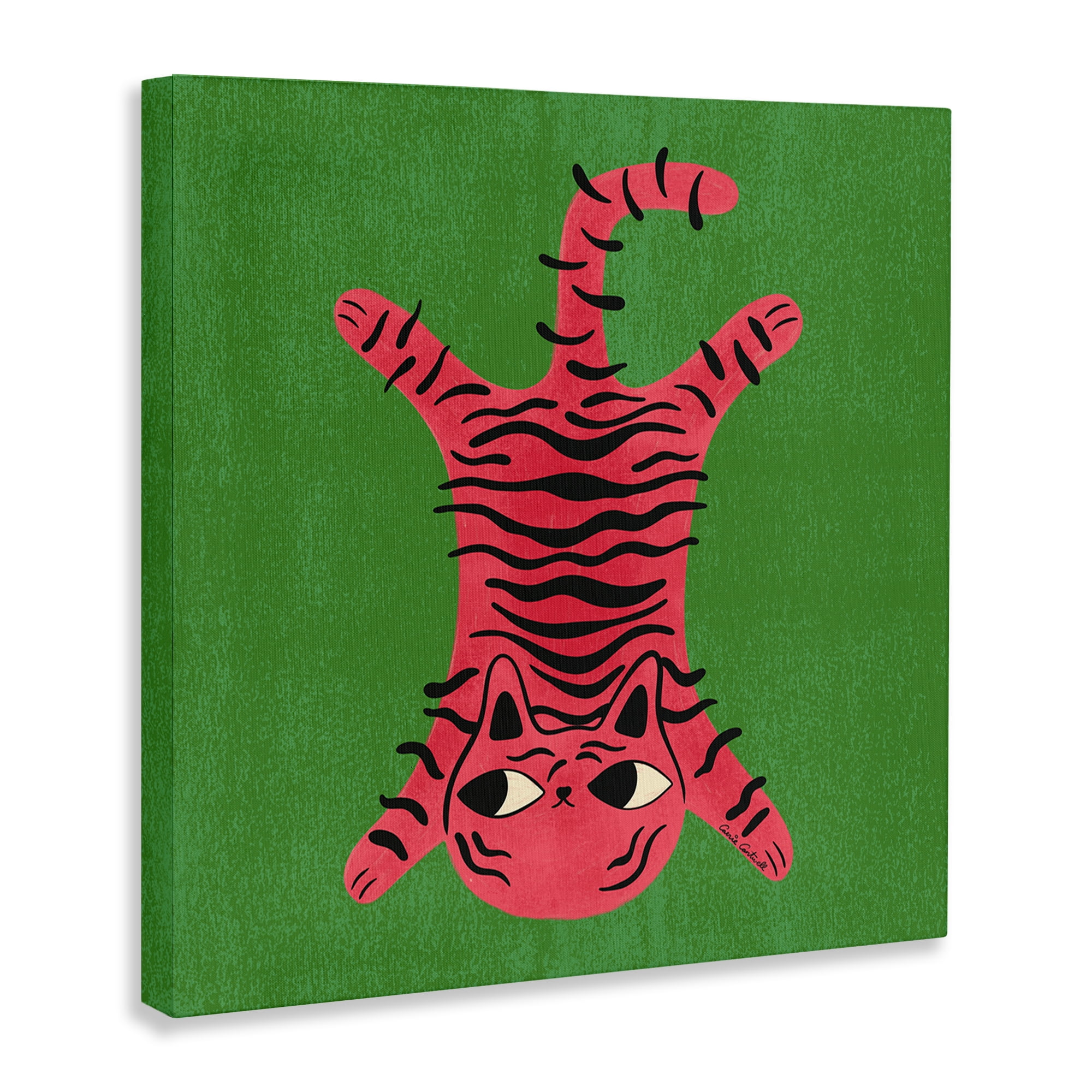 Stupell Industries Funky Retro Cat Pink Animals Painting Wrapped Canvas Art Print Wall Art, 17 x 17