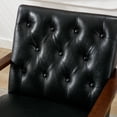 thumbnail image 4 of Luxyhome Mid Centery Modern Accent Chair,Upholstered Comfy Armchair,Black PU Leather Side Chair with Tufted Back,Retro Wood Legs, Singel Sofa Chair for Living Room,Bedroom,Waiting Room,Office,Black, 4 of 17