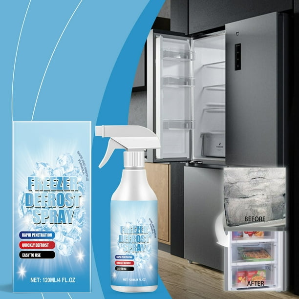 Spray descongelante para eliminar el hielo del congelador | Descongelante de acción rápida para refrigeradores, máquinas de hielo y ventanas de coche | Fórmula no tóxica y antirayaduras | Botella de