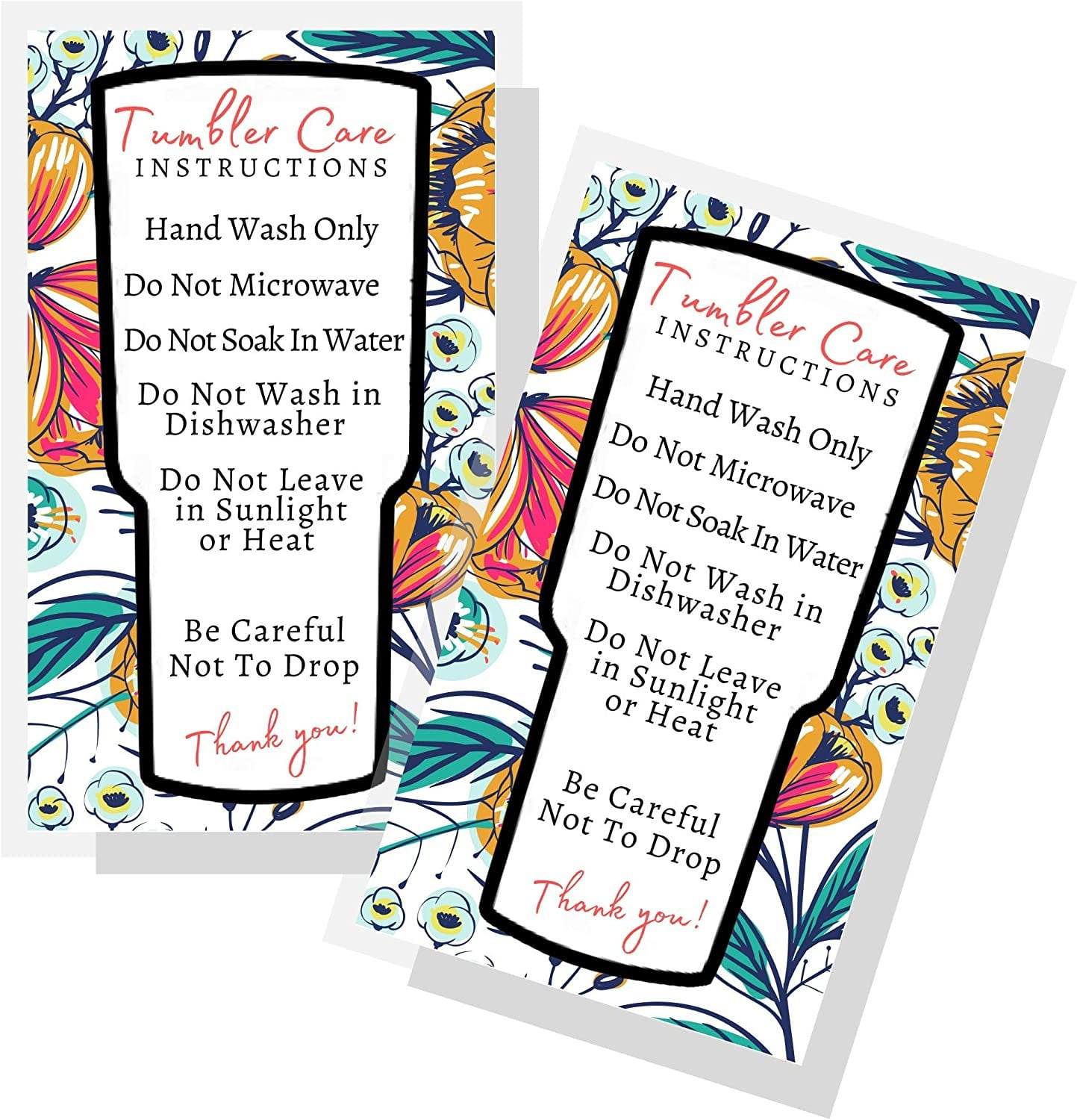 handmade-tumbler-cleaning-and-care-instruction-card-50-pack-for-vinyl-glitter-decals-crafters-epoxy-resin-orange-floral-design-walmart-com