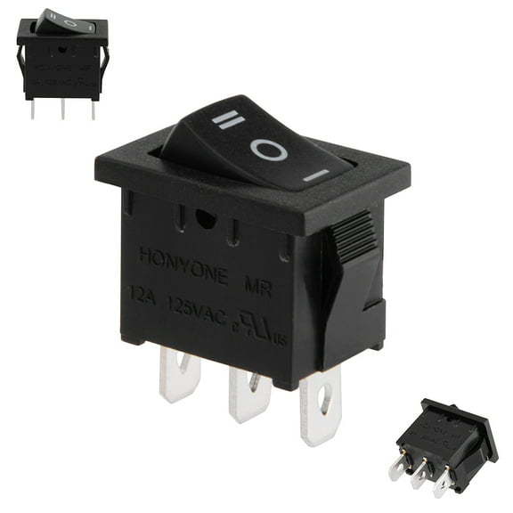 Unique Bargains AC 125V/12A 250V/10A SPDT 3P 3 Position On-Off-On Rocker Switch Black UL Listed